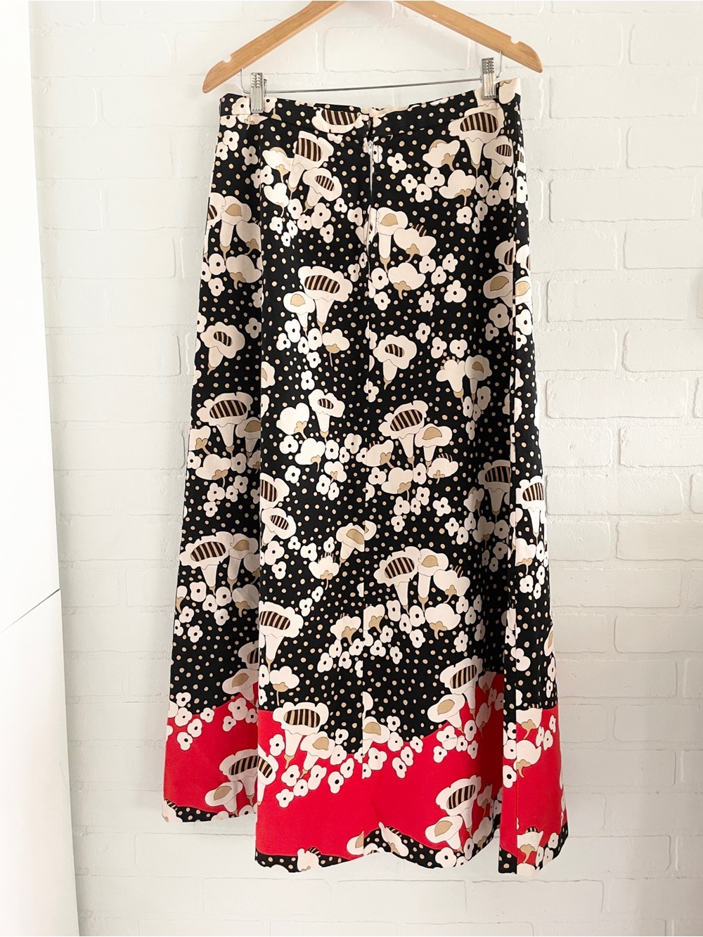 Vintage Holt Renfrew Italy Cotton Mod Botanical Maxi Skirt Editorial Size L - Picture 11 of 16